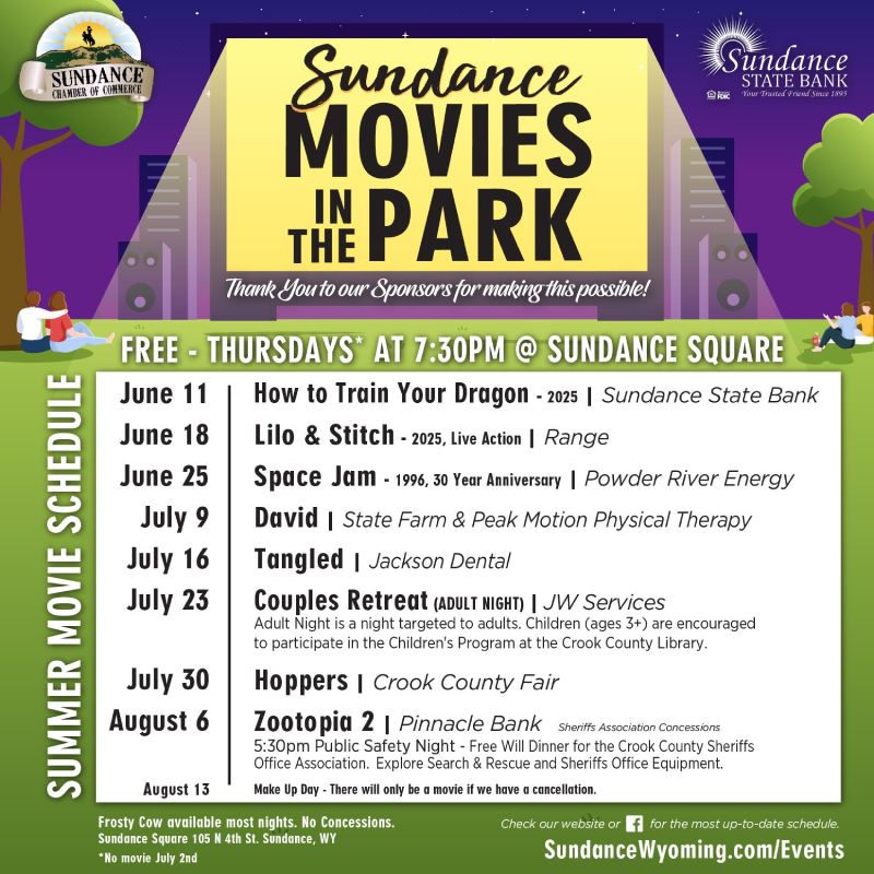 Sundance Movies in the Park 2026 Schedule